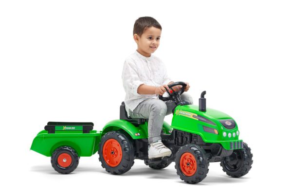 FALK Šlapací traktor 2048AB X-Tractor s vlečkou a otevírací kapotou - zelený